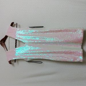 Prelove Forever 21 White iridescent Sequins Sleeveless Mini Dress